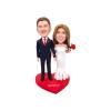 Personalized Wedding Bride and Groom Bobblehead for Private Collectibles Sculpture 6.4 inches Handmade Clay Figurine view 1