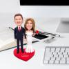 Personalized Wedding Bride and Groom Bobblehead for Private Collectibles Sculpture 6.4 inches Handmade Clay Figurine view 3