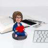 Personalized Bobblehead Figure with Young Woman Holding a Heart, Happy Beauty Toy for Private Collectibles Blue and Red Sculpture Each nches Handmade Clay Figurine view 3