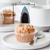 18pcs Blue Glitter Big Mouth Shark Dessert Cupcake Topper Pick for Retro Hip Hop 70s Disco DJ Theme Decor Supplies Baby Shower Men Women Happy Birthday Party Decorations view 2