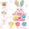 Baby Rabbit Musical Stuffed Animals Toy,Infant Bunny Bilingual Early Learning Education Toy with Light-Up Music & Crinkle,1st Easter Basket Shower Stuffers for 0 1 2 3 6 9 12 18 Month Girl,Pink view 2