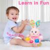 Baby Rabbit Musical Stuffed Animals Toy,Infant Bunny Bilingual Early Learning Education Toy with Light-Up Music & Crinkle,1st Easter Basket Shower Stuffers for 0 1 2 3 6 9 12 18 Month Girl,Pink view 3