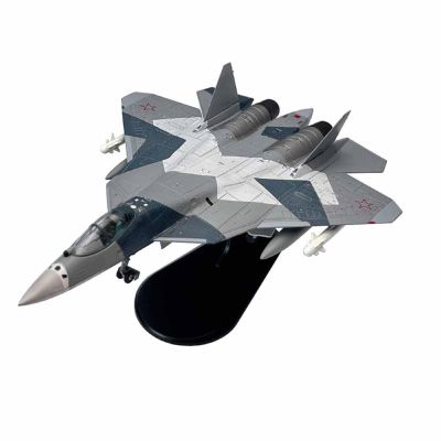 CHICHIYANG 1:100 Scale Simulation Aircraft Model Russian Su-57 Stealth Fighter Airplane Model Alloy ABS Plastic Material Aviation Plane Toy Collection
