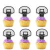 18pcs Black Glitter Basketball Hoop Dessert Cupcake Topper Pick for Play Basketball Theme Decor Supplies Men Boys Happy Birthday Sports Stars Party Decorations view 1