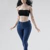 Fremego 1/6 Scale Female Clothes,Female Pencil Pants Elastic Pant Trousers Clothing for 12inch PH TBL JO Worldbox Action Figure (Blue) view 1