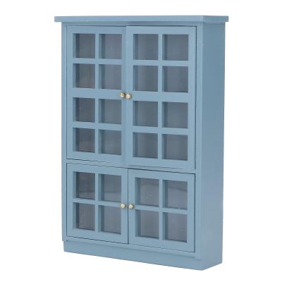 1:12 Scale Dollhouse Furniture Cabinet Dark Blue Miniature Wooden Dollhouse Bookshelf