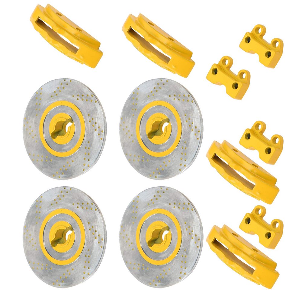 Bnineteenteam 4Pcs Simulation Metal Brake Discs Calipers Fit for 1/10 RC Car Parts (Yellow