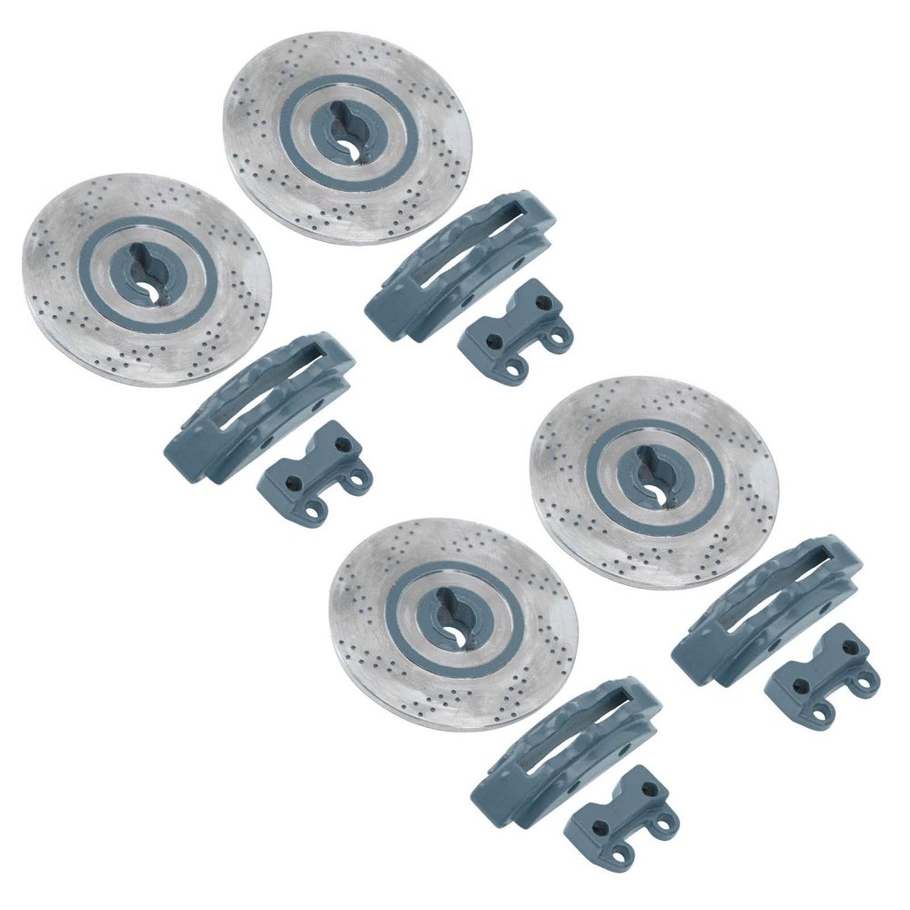 Bnineteenteam 4Pcs Simulation Metal Brake Discs Calipers Fit for 1/10 RC Car Parts (Gray
