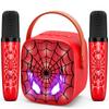 Mini Karaoke Machine Toys Gifts: Kids Toys Christmas Birthday Gifts for 4 5 6 7 8 9 Years Old Girl Boy Stocking Stuffers LED Portable Bluetooth Speaker with 2 Wireless Microphone Girl Gift Age 3-12+ view 1