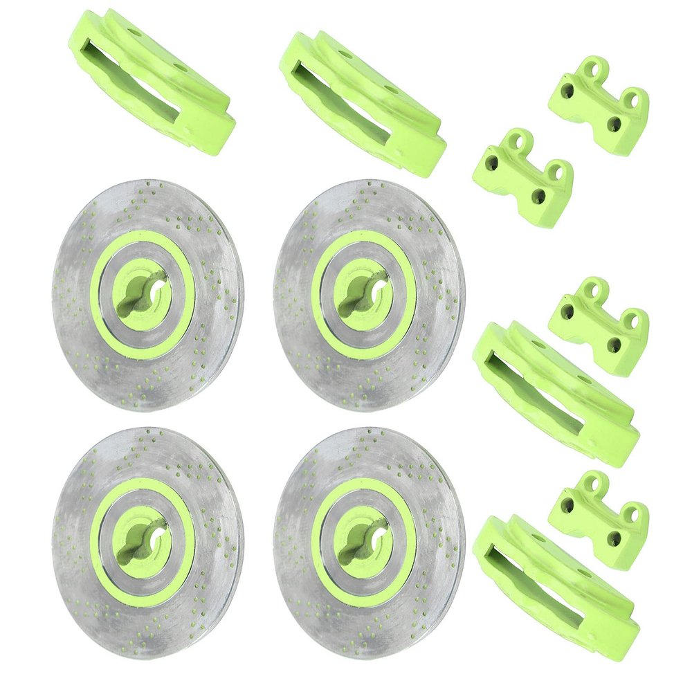 Bnineteenteam 4Pcs Simulation Metal Brake Discs Calipers Fit for 1/10 RC Car Parts (Green