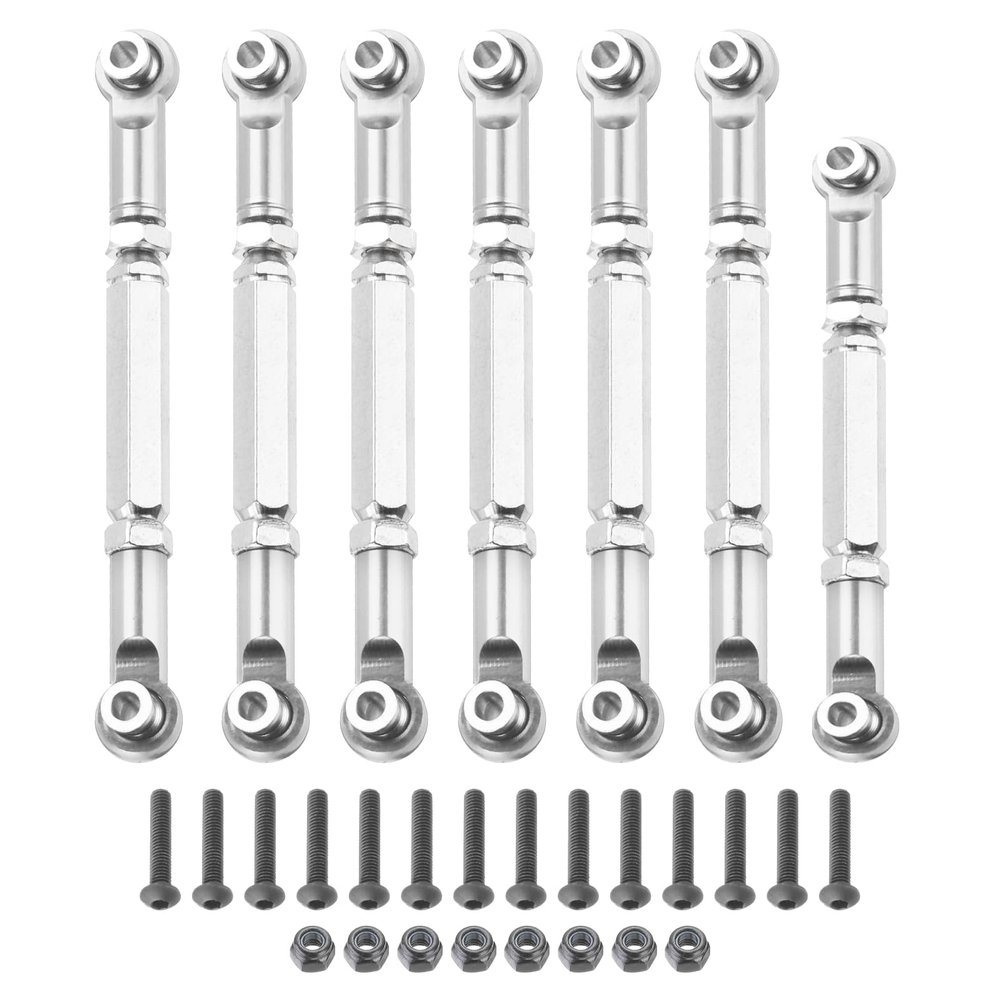 MECCANIXITY Adjustable Turnbuckles Camber Link Linkages Aluminum Alloy RC Car Steering Pull Rod Servo Linkages Tie Rod for 2WD 1/10 RC Car CrawlerSilver
