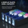 SENVINI 4-Row Trading Card Storage Box, Bulk Cards Case for 3200+ Mtg tcg Magic Playing Game Card Organizer, Commander Deck Box with 4 Supports & 24 Dividers & Strap view 2