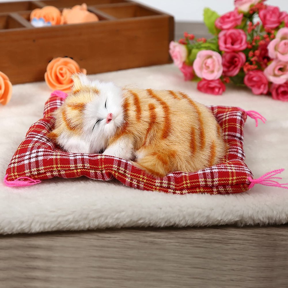 Acouto Yellow Kitten P Set Simulation S Cats Doll with Sound Er e Christmas Soft Cat P S (Yellow Stamp Will Call)