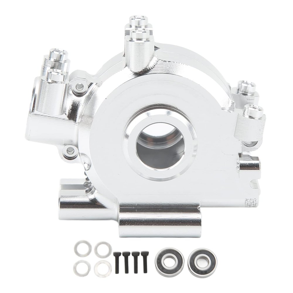 Aluminum Transmission Case Gearbox Housing Cover, Metal Gearbox Cover Shell for Losi Baja Rey Rock Rey 1:10 RC Cars, Aluminum Front Gear Box Bulkhead, Gearbox Housing (Silver)
