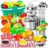 95PCS Kids Pretend Play Kitchen Toys Accessories, Kids Kitchen Playset, Stainless Steel Cookware Pots and Pans Cooking Toys, Pretend Cutting Play Food Set view 1