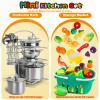 95PCS Kids Pretend Play Kitchen Toys Accessories, Kids Kitchen Playset, Stainless Steel Cookware Pots and Pans Cooking Toys, Pretend Cutting Play Food Set view 2