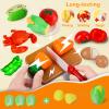 95PCS Kids Pretend Play Kitchen Toys Accessories, Kids Kitchen Playset, Stainless Steel Cookware Pots and Pans Cooking Toys, Pretend Cutting Play Food Set view 4