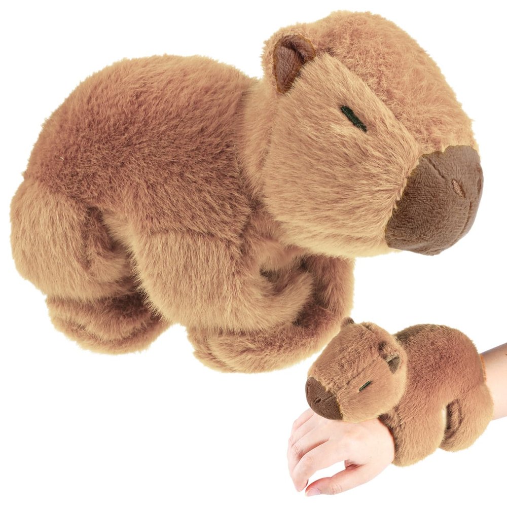 Abaodam Capybara Slap Bracelet Plush Stuffed Animal Slap Bracelets Wrist Capybara Toy Animal Snap Band for Christmas Birthday Party Favor Supply