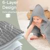 100% Organic Cotton Hooded Baby Towels, Single Pack, 30 x 30 inches,Large and Absorbent Face Towel for Newborn (Gray) view 3