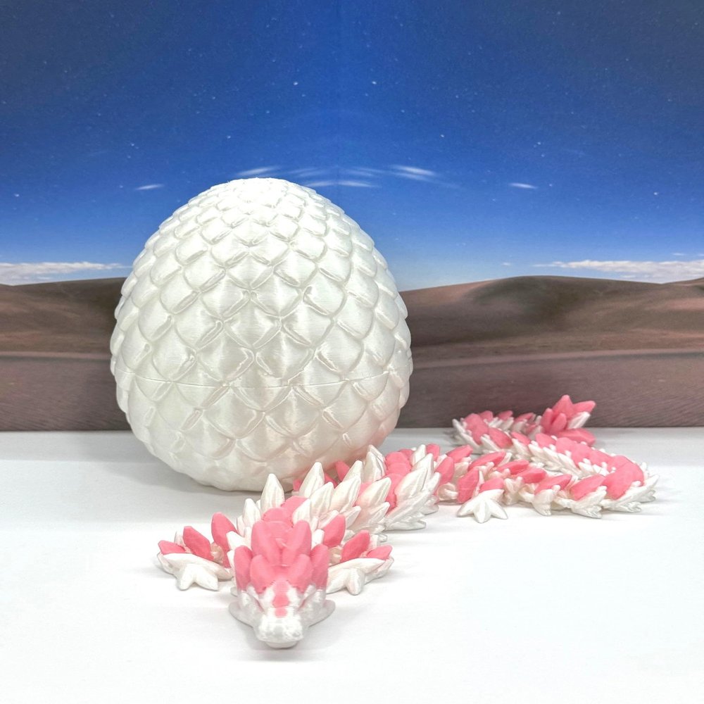 3D Printed Dragon, Articulated Gemstone Dragon with Dragon Egg, Fidget ADHD Autism Toy, Executive Desk Toy Home Office Decor D063WP