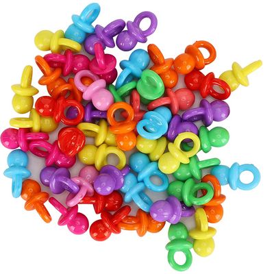 100Pcs Acrylic Pacifier Birthday Party Decoration Baby Baptism Soothing Mini Color Toys (Solid Color Mix)