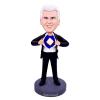 Personalized Bobblehead Figure,Smiling Man in Suit and Tie Super dad Toy for Private Collectibles Sculpture 6.3 inches Handmade Clay Figurine view 1