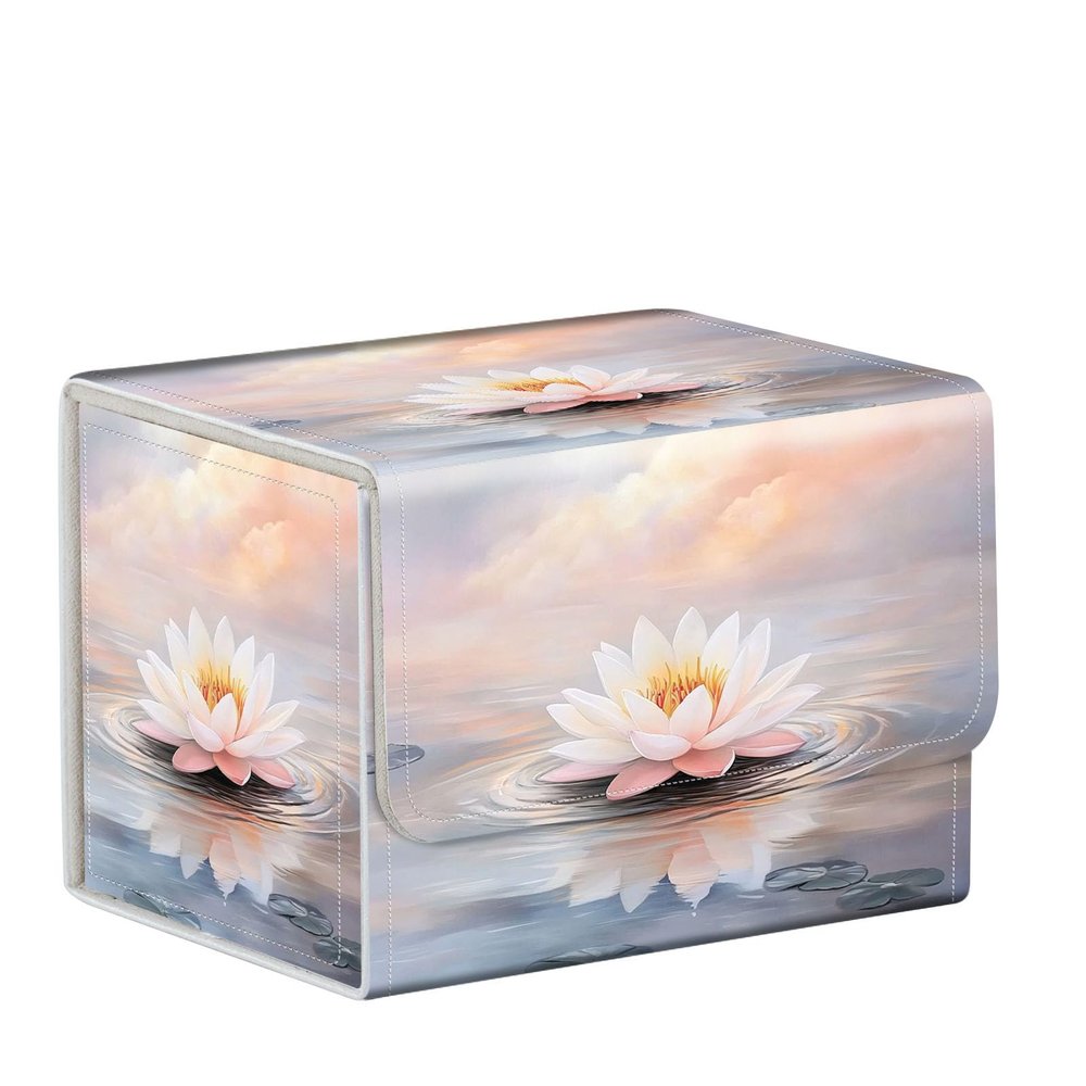 ETLKJVBL for Mtg Commander Deck Box, Trading Card Storage Box for 100 Cards with Anime Card Sleeves - for Mtg Deck Box, Elegant Lotus Flower
