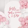 Girls Just Wanna Be One Decal - Pink Bow 1st Birthday Backdrop Sign, Girls 1st Birthday Party Decor, Sweet One Birthday Party Decorations view 1