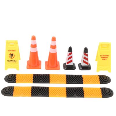 Bnineteenteam RC Climbing Car Speed Bumps Set, Speed Bumps Ice Cream Cones Warning Signs Model Car Scene Accessories for Scx24 1/18 1/24 RC
