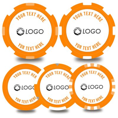 100-500 Custom Poker Chips,5 Available,Full Color Printing Personalized Image or Logo,Put Design on a Plastic Chip,Set for Bar Tokens,Party,Wedding (Orange, 37MM)