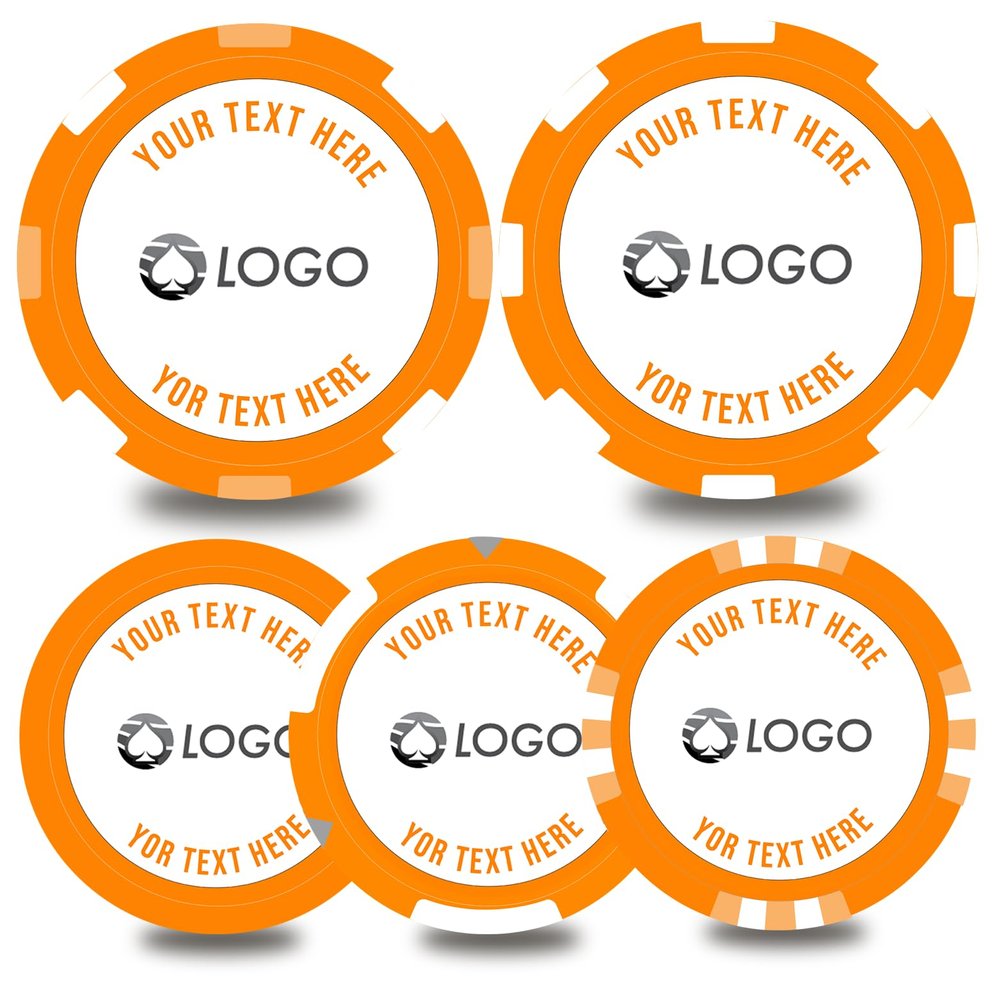 100-500 Custom Poker Chips,5 Available,Full Color Printing Personalized Image or Logo,Put Design on a Plastic Chip,Set for Bar Tokens,Party,Wedding (Orange, 37MM)