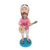 Custom Bobblehead Figurine of Man with Beard, Guitar, and Casual Outfit Toy for Private Collectibles Sculpture Each nches Handmade Clay Figurine view 1