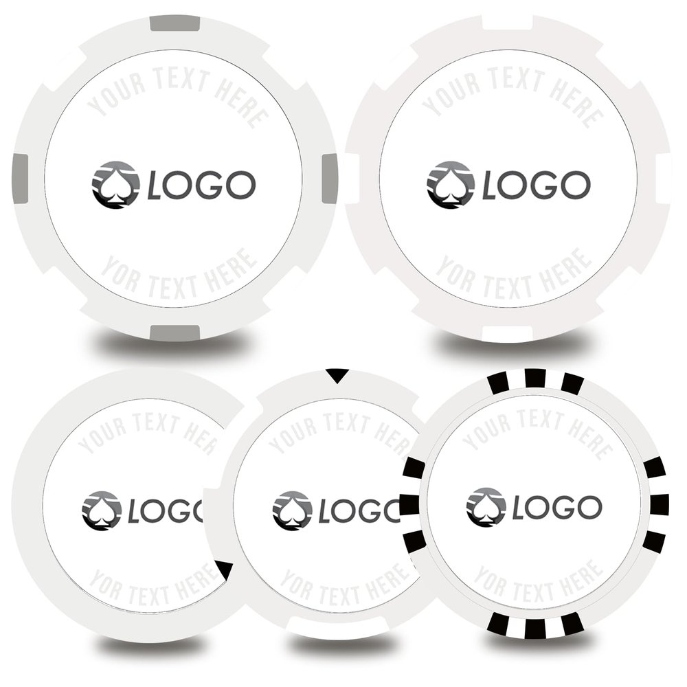 100-500 Custom Poker Chips,5 Available,Full Color Printing Personalized Image or Logo,Put Design on a Plastic Chip,Set for Bar Tokens,Party,Wedding (White, 37MM)