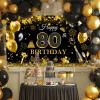 Avezano Happy 80th Birthday Banner for Men Black and Gold Glitter Balloon 80 Birthday Party Backdrop 80 Year Old Bday Photo Backdrop Party Supplies 70.8 x 43.3 Inch view 2
