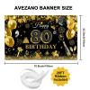 Avezano Happy 80th Birthday Banner for Men Black and Gold Glitter Balloon 80 Birthday Party Backdrop 80 Year Old Bday Photo Backdrop Party Supplies 70.8 x 43.3 Inch view 3