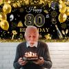 Avezano Happy 80th Birthday Banner for Men Black and Gold Glitter Balloon 80 Birthday Party Backdrop 80 Year Old Bday Photo Backdrop Party Supplies 70.8 x 43.3 Inch view 4