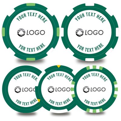 100-500 Custom Poker Chips,5 Available,Full Color Printing Personalized Image or Logo,Put Design on a Plastic Chip,Set for Bar Tokens,Party,Wedding (Green, 40MM)
