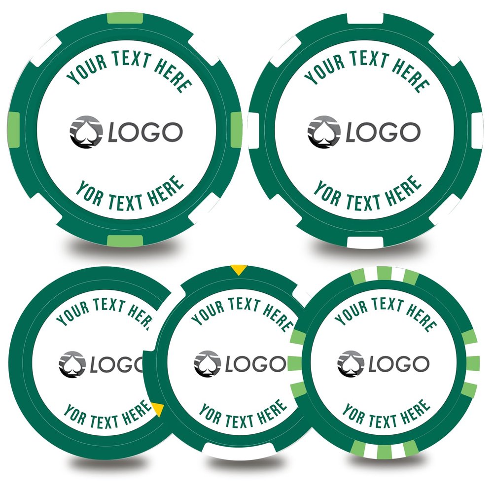 100-500 Custom Poker Chips,5 Available,Full Color Printing Personalized Image or Logo,Put Design on a Plastic Chip,Set for Bar Tokens,Party,Wedding (Green, 40MM)