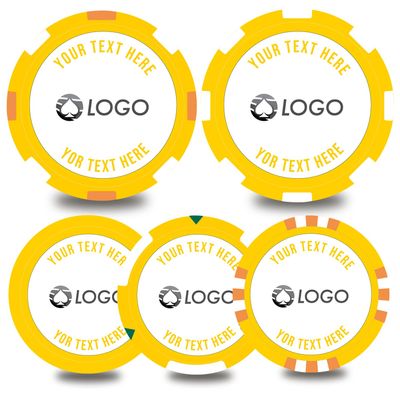 100-500 Custom Poker Chips,5 Available,Full Color Printing Personalized Image or Logo,Put Design on a Plastic Chip,Set for Bar Tokens,Party,Wedding (Yellow, 40MM)