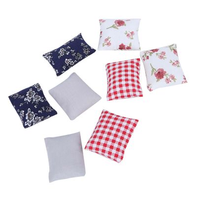 8PCS Mini Dollhouse Pillow, Decorative Pillows with Dolls, Cute Pattern Miniature Cushions for 1/12 Dollhouse (Sofa Pillow)