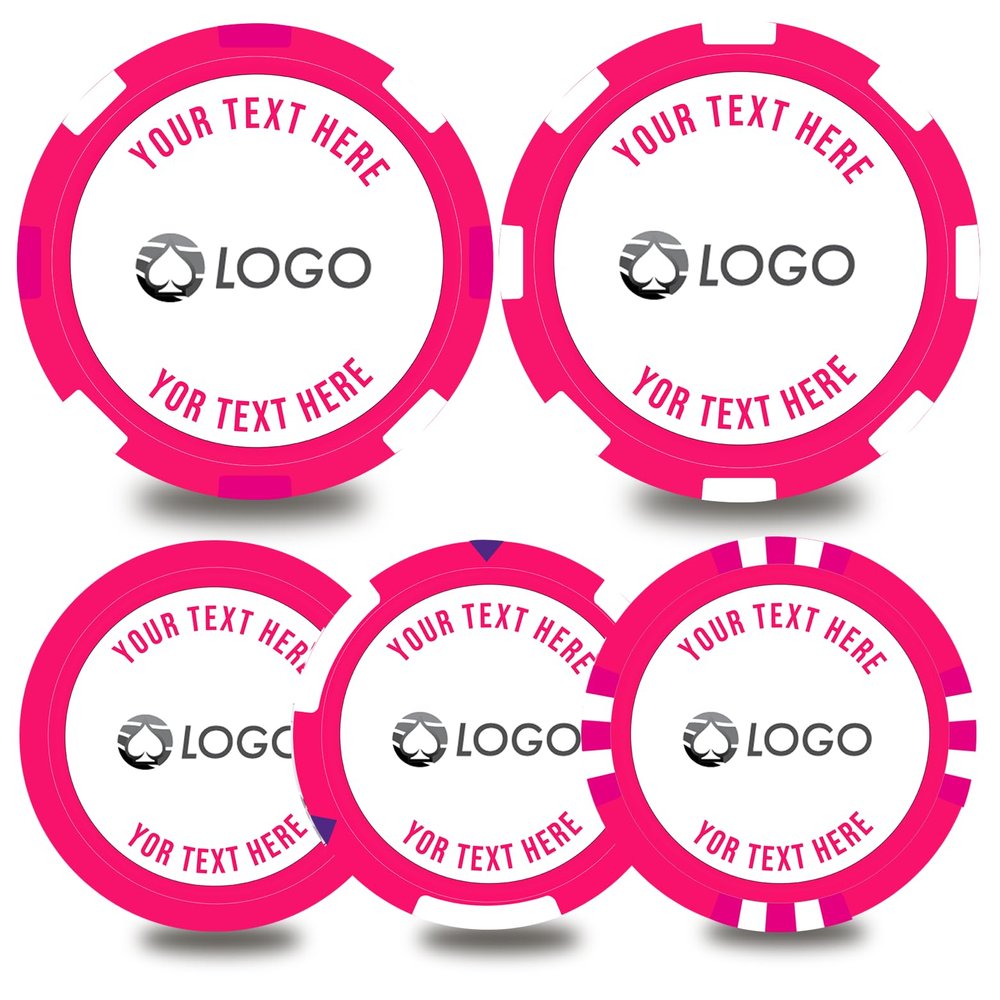 pensoda 100-500 Custom Poker Chips,5 Available,Full Color Printing Personalized Image or Logo,Put Design on a Plastic Chip,Set for Bar Tokens,Party,Wedding (Rose Red, 37MM)