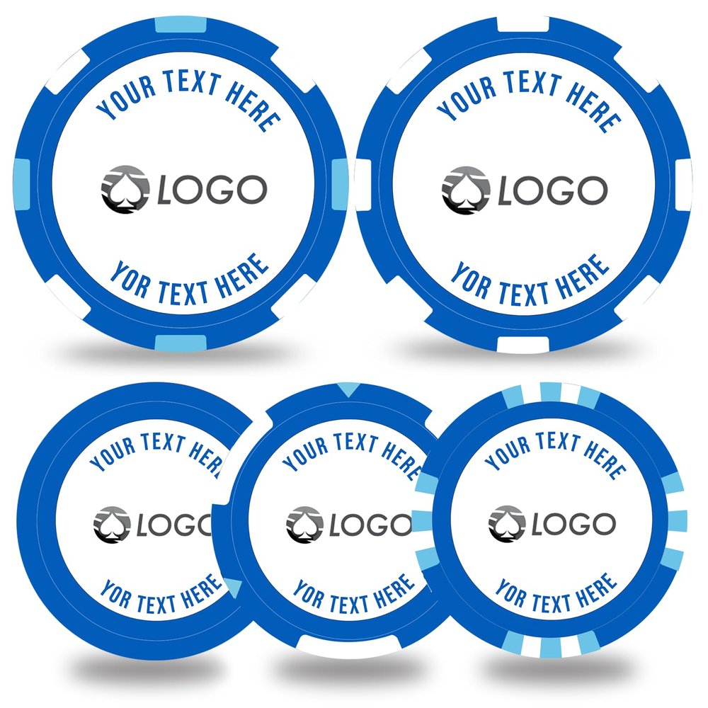 100-500 Custom Poker Chips,5 Available,Full Color Printing Personalized Image or Logo,Put Design on a Plastic Chip,Set for Bar Tokens,Party,Wedding (Blue, 37MM)