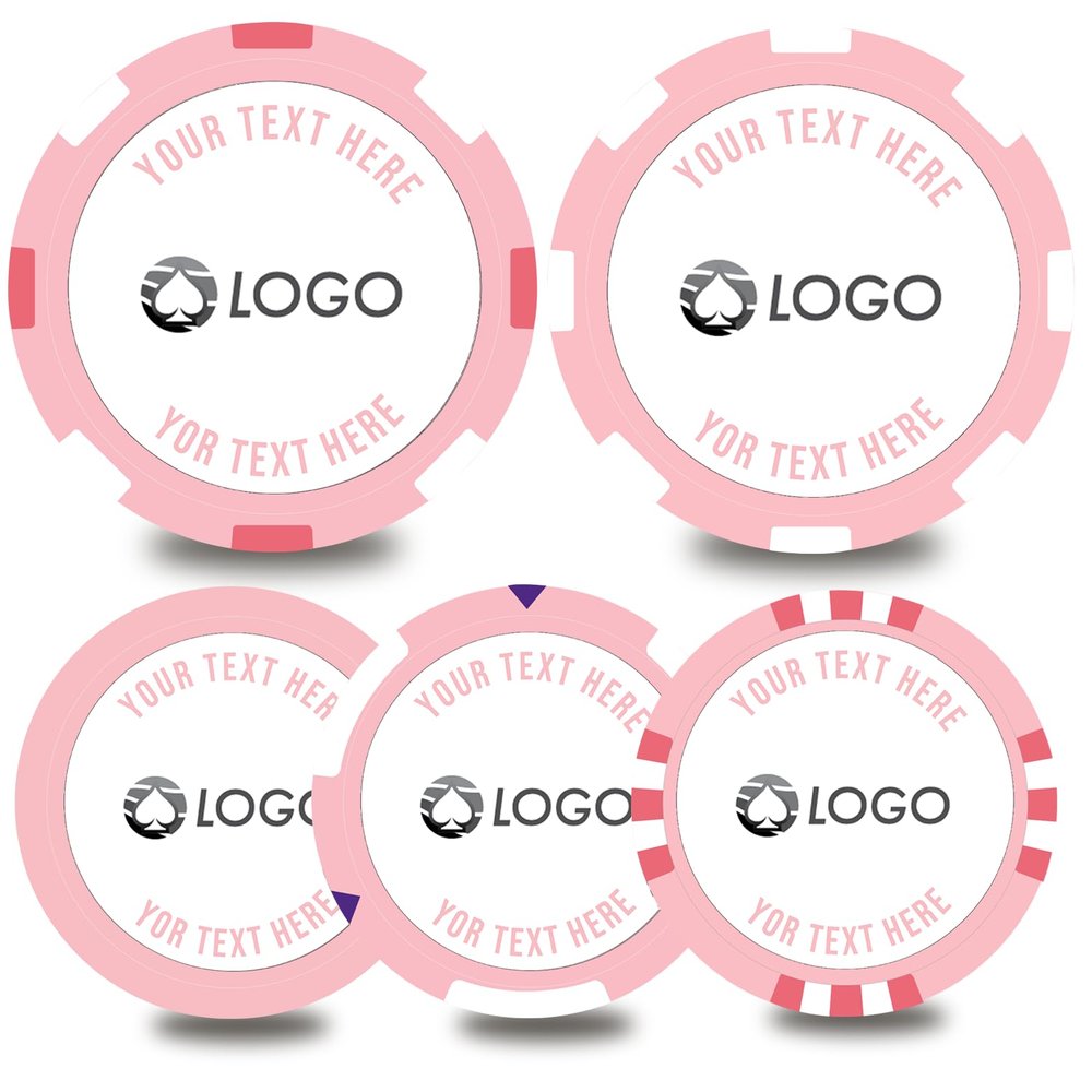 100-500 Custom Poker Chips,5 Available,Full Color Printing Personalized Image or Logo,Put Design on a Plastic Chip,Set for Bar Tokens,Party,Wedding (Pink, 40MM)