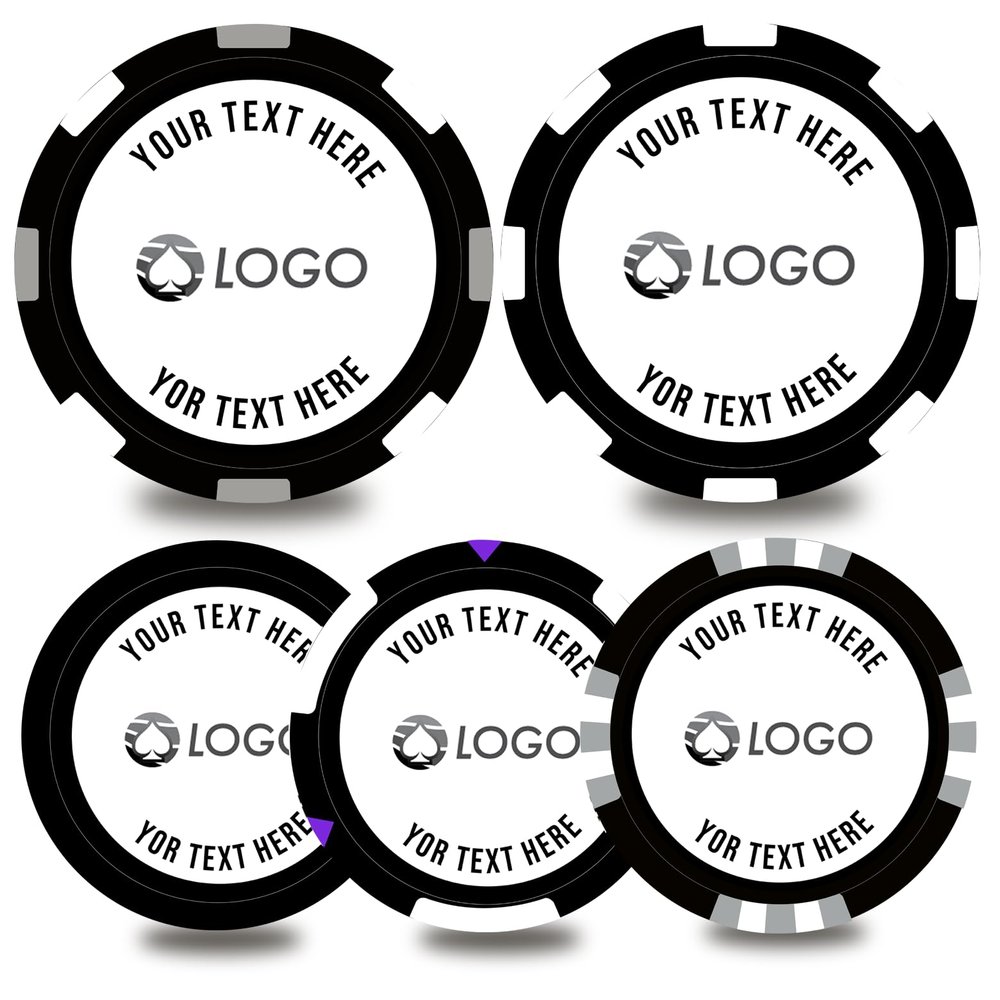 100-500 Custom Poker Chips,5 Available,Full Color Printing Personalized Image or Logo,Put Design on a Plastic Chip,Set for Bar Tokens,Party,Wedding (Black, 40MM)