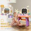 Qaba Kids Vanity Set, Toddler Makeup Table with Faucet, Mirror, LED Light, Music, 23 Accessories, Pretend Play Set for Girls 3-6 Years, Purple view 4
