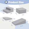 4-Piece PU Leather Baby Foam Climbing Blocks for Toddlers - Soft Play Climbing Toys for Toddlers - Foam Climbing Set for Crawling and Sliding Indoor (Gray) view 2