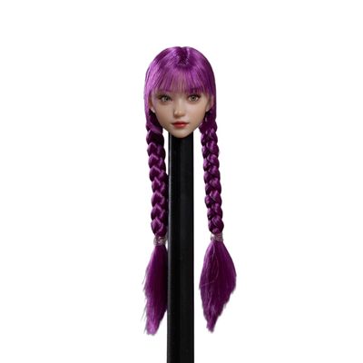 Fremego 1/6 Scale Female Head Sculpt,Beauty Asian Girl Pale Skin Movable Eyes Head Carved for 12inch PH TBL JO VC Action Figure (Pink Long Hair)