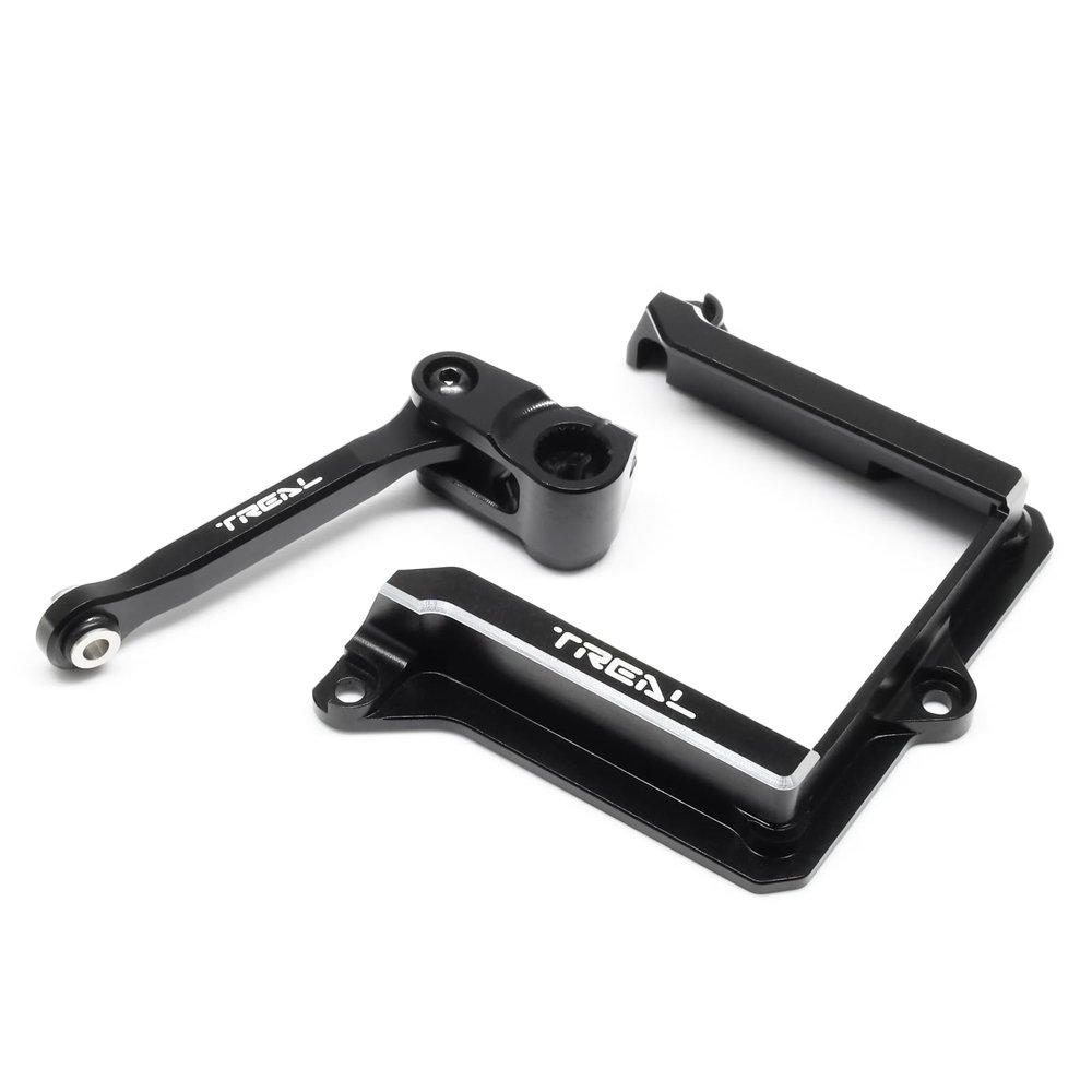 TREAL Aluminum 7075 Steering Servo Horn 25T Tie Rod Link and Servo Mount Set for 1/8 Maxx Slash and 1/10 Maxx(Black)