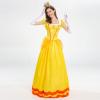 AGYMNX Womne's Princess Peach Costume with Crown and Gloves Halloween Birthday Party Dress up Fancy Costume Cosplay Outfit Yellow Large view 3
