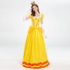 AGYMNX Womne's Princess Peach Costume with Crown and Gloves Halloween Birthday Party Dress up Fancy Costume Cosplay Outfit Yellow Large view 4
